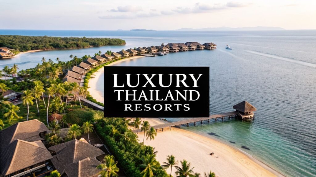 Best luxury resorts in Thailand with tropical overwater villas, palm beaches, and clear blue ocean