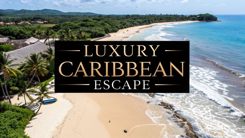 Aerial view of a tropical beachfront resort and turquoise coastline, showing why Caribbean islands to visit for a luxury escape remain so appealing.