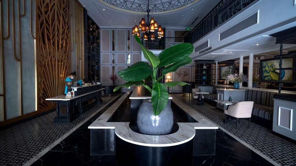 Featured image for five-star hotel check-in tips showing an elegant luxury hotel lobby and reception area.