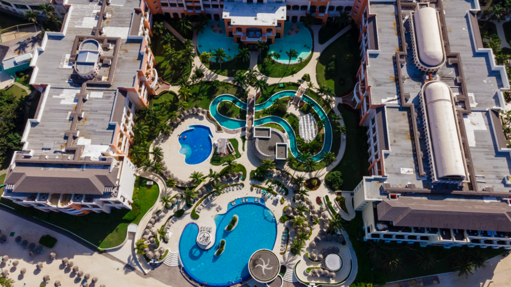 Stunning aerial view of a luxury beach resort in Lucea, Hanover Parish, Jamaica. Photo by Dre Dawkcide via Pexels.