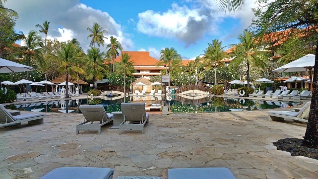 Poolside luxury resort scene for a private island resort checklist