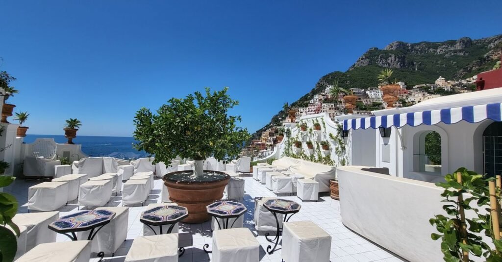 Terrace with lemon trees overlooking the Mediterranean